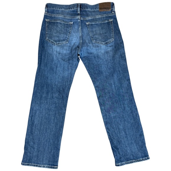Express Kingston Straight Leg Jeans Mens 32x30 Blue Denim Trendy Classic Fit - Picture 2 of 8